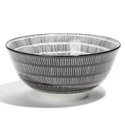 Lot de 4 coupelles 300ml porcelaine Ø15cm noir et blanc