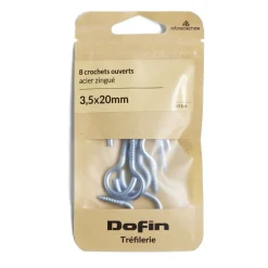 Lot de 8 crochets ouverts gris Ø3,5x20mm