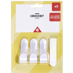 Lot de 3 crochets plastique blanc