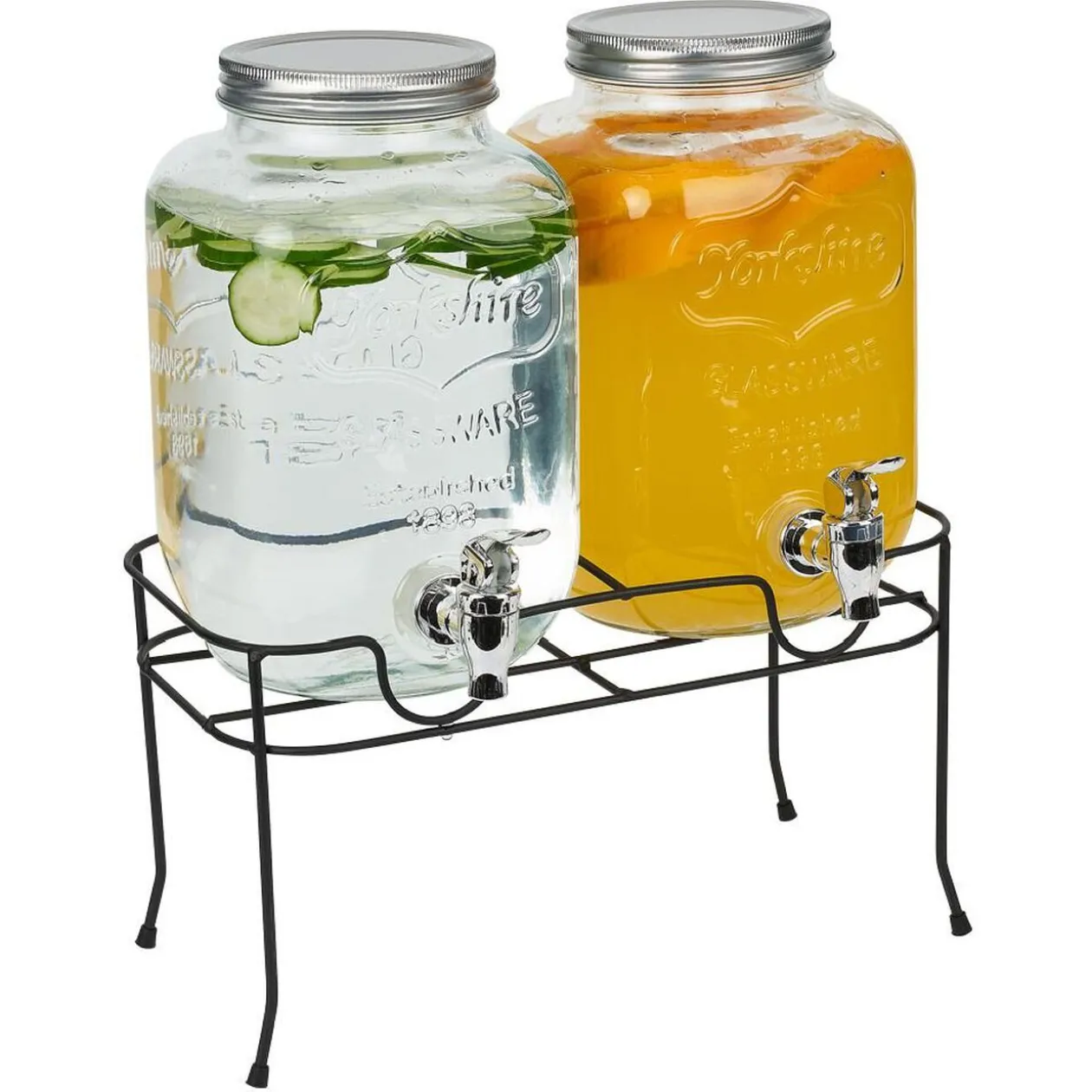 Lot de 2 distributeurs de boisson 4L avec support en métal