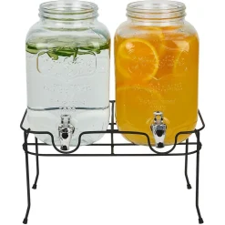 Lot de 2 distributeurs de boisson 4L avec support en métal