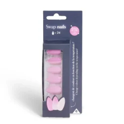 Lot de 24 faux ongles caméléon avec stickers de colle plastique rouge