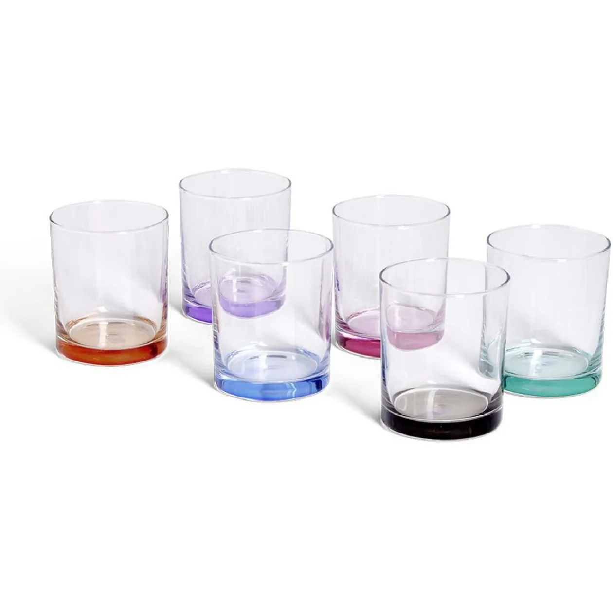 Lot de 6 gobelets en verre fond coloré 28cl