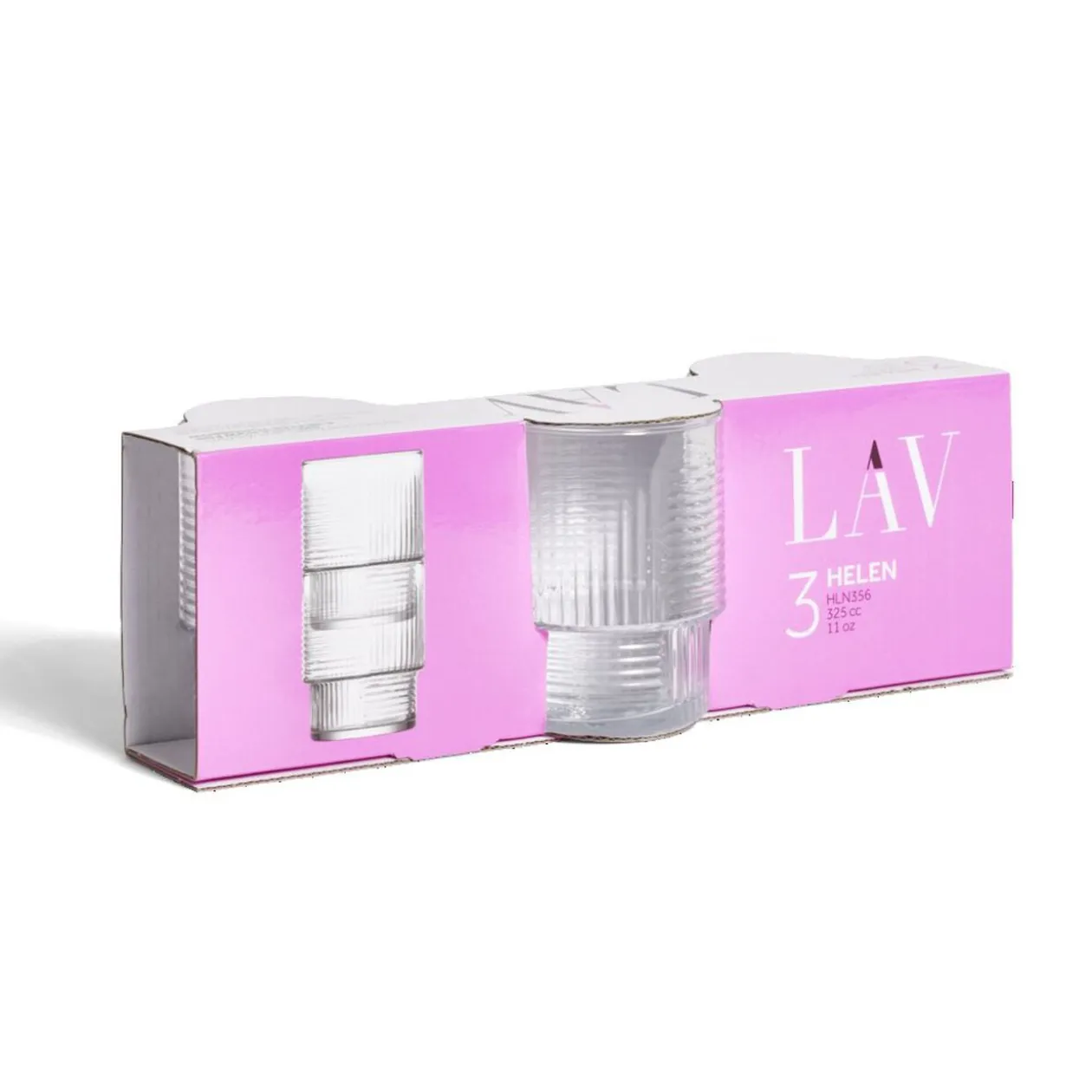 Lot de 3 gobelets en verre empilables 32,5cl