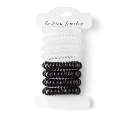 Lot de 8 élastiques à cheveux spirale caoutchouc 3 coloris
