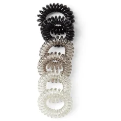Lot de 6 élastiques à cheveux spirale caoutchouc 3 coloris