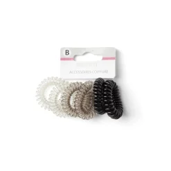 Lot de 6 élastiques à cheveux spirale caoutchouc 3 coloris