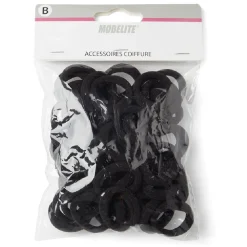 Lot de 50 élastiques à cheveux mousse polyester noir