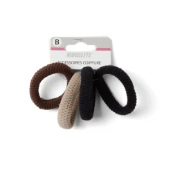 Lot de 4 élastiques à cheveux mousse polyester tricolore