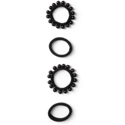 Lot de 4 élastiques à cheveux avec perles polyester noir