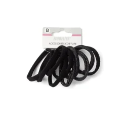 Lot de 10 élastiques à cheveux mousse polyester noir et argenté