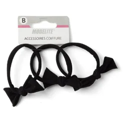 Lot de 3 élastiques à cheveux avec noeud papillon polyester noir