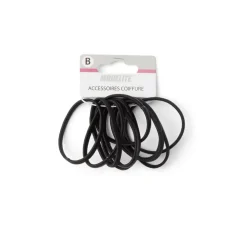Lot de 10 élastiques à cheveux basiques polyester noir