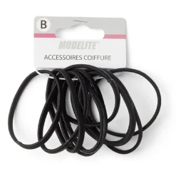 Lot de 10 élastiques à cheveux basiques polyester noir