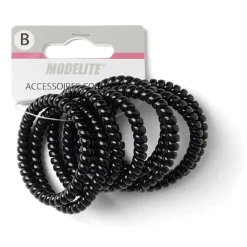 Lot de 8 élastiques à cheveux spirale caoutchouc noir