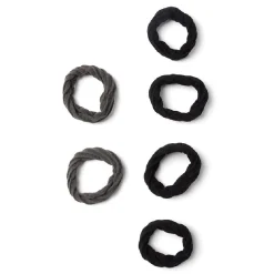 Lot de 6 élastiques à cheveux larges polyester doux noir et gris