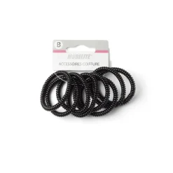 Lot de 8 élastiques à cheveux spirale caoutchouc noir
