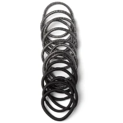 Lot de 15 élastiques à cheveux polyester noir et blanc aspect chiné