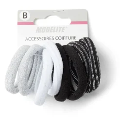 Lot de 8 élastiques à cheveux mousse polyester 4 coloris