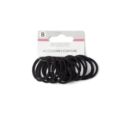 Lot de 15 élastiques à cheveux basiques polyester noir