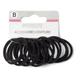 Lot de 15 élastiques à cheveux basiques polyester noir