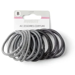 Lot de 15 élastiques sans métal gris et noir