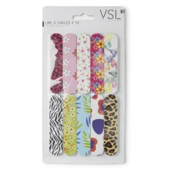 Lot de 10 limes à ongles à motifs L11x4cm