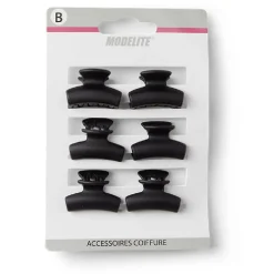 Lot de 9 mini pinces cheveux papillon uni noir brillant L2cm