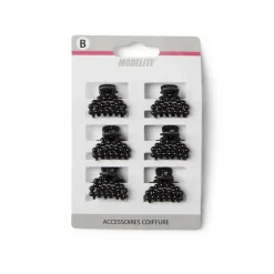 Lot de 10 mini pinces cheveux papillon noir brillant L2cm