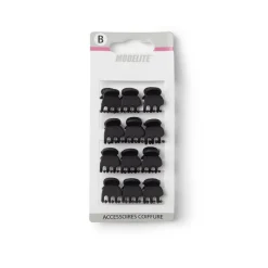 Lot de 12 mini pinces cheveux papillon noir mat L2cm