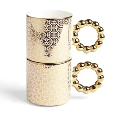 Lot de 2 mugs 30cl design chic rose et doré