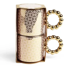 Lot de 2 mugs 30cl design chic rose et doré