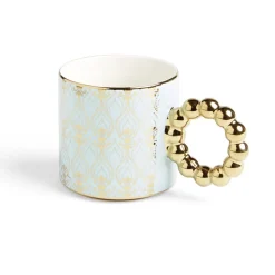 Lot de 2 mugs 30cl design chic bleu clair et doré