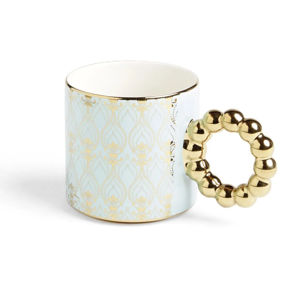 Lot de 2 mugs 30cl design chic bleu clair et doré