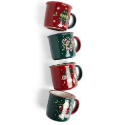 Lot de 4 mugs en céramique décor Noël 365ml