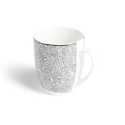 Lot de 4 mugs 200ml porcelaine Ø8,8x10,4cm noir et blanc