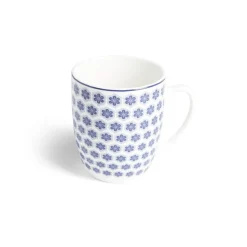 Lot de 4 mugs 200ml porcelaine Ø8,8x10,4cm bleu et blanc