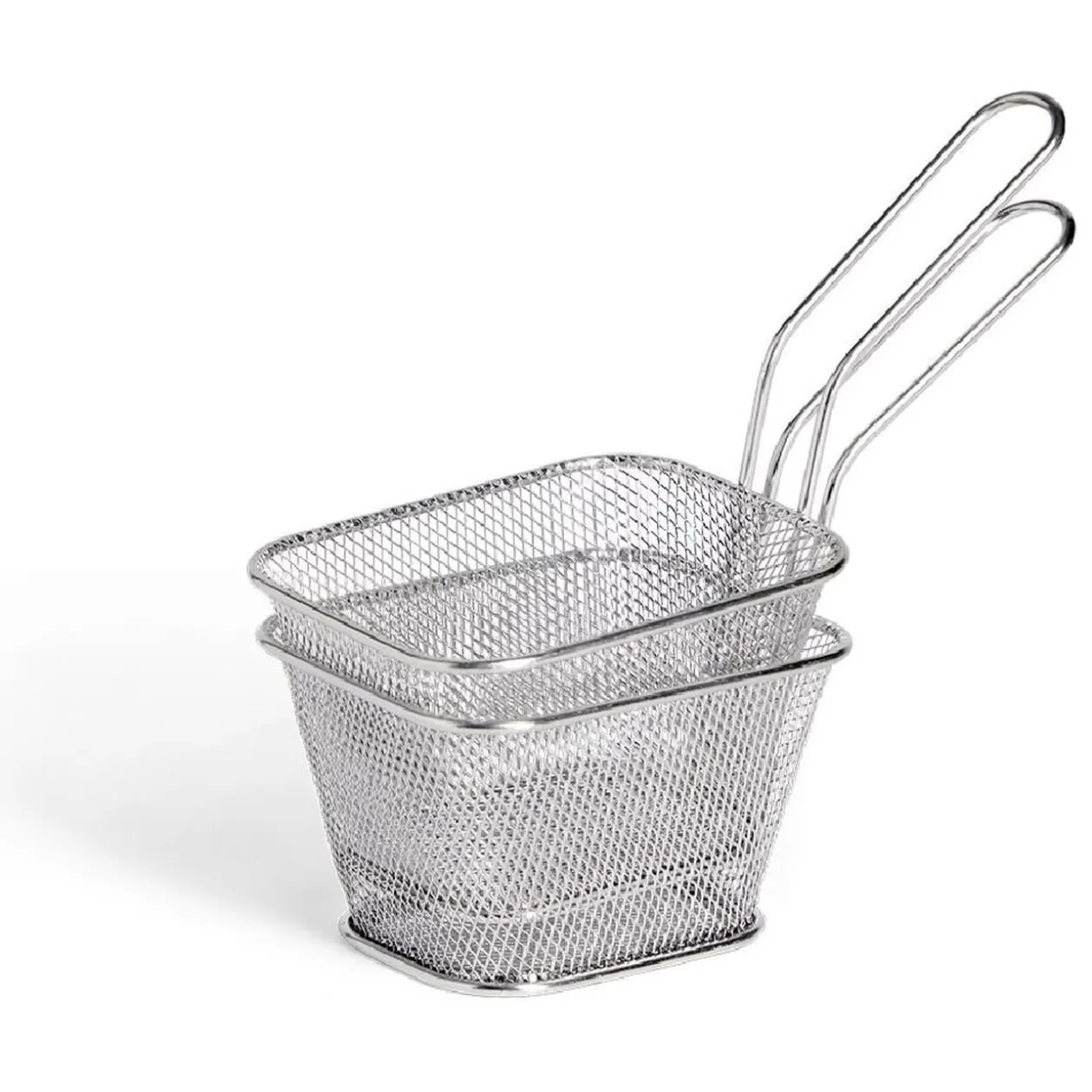 Lot de 2 paniers à frites inox argenté 19,5x17,5x8,5cm