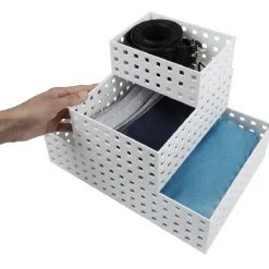 Lot de 3 panières de rangement blanche