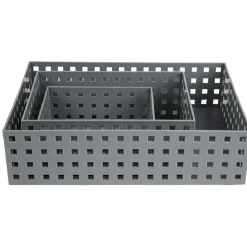 Lot de 3 panières de rangement grise