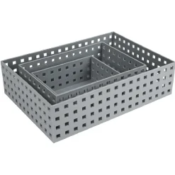 Lot de 3 panières de rangement grise