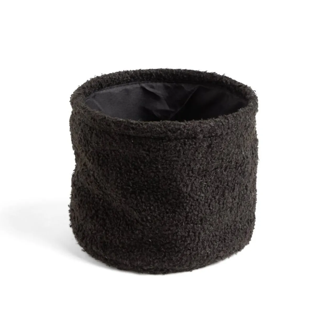 Lot de 3 panières en laine bouclée noir