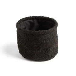 Lot de 3 panières en laine bouclée noir