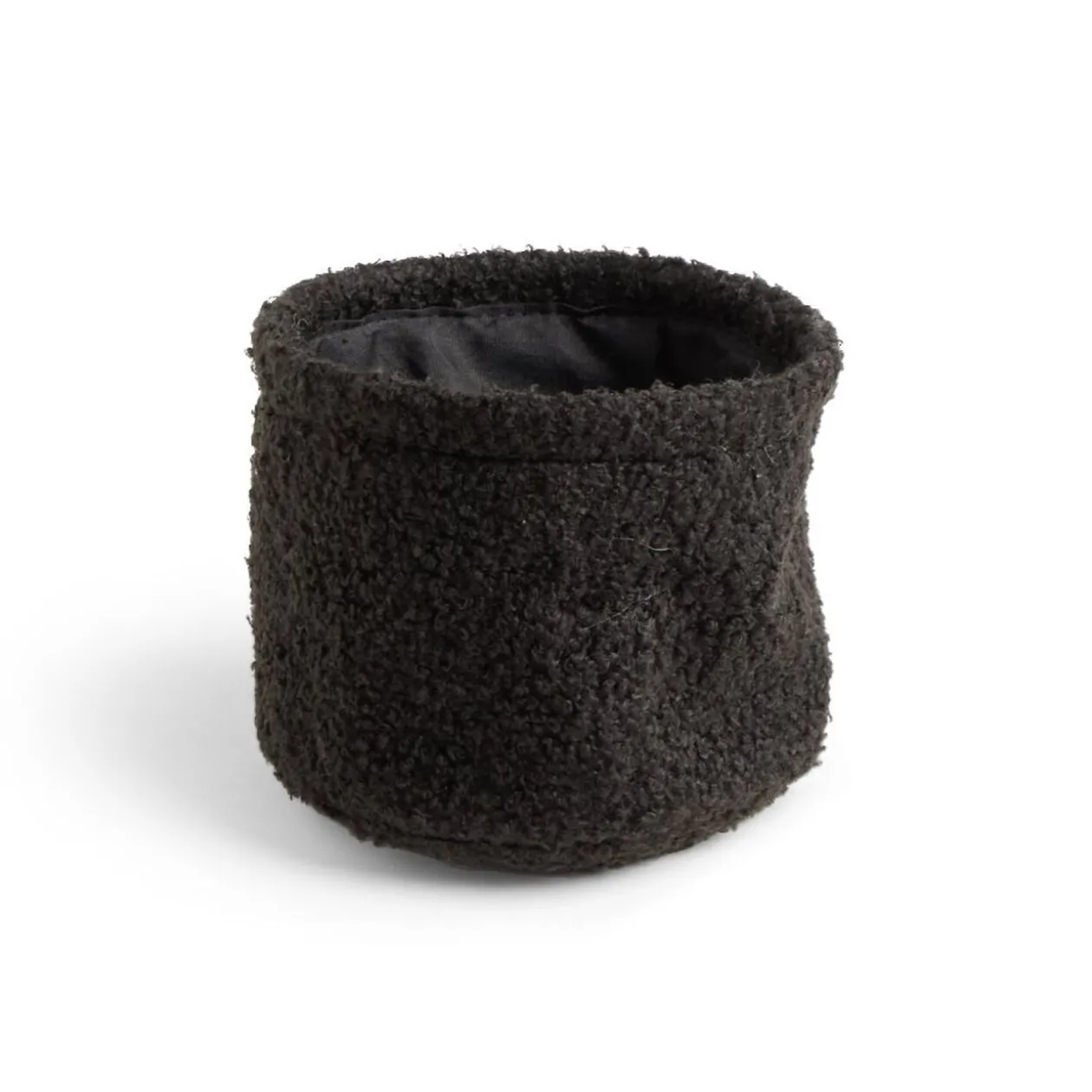 Lot de 3 panières en laine bouclée noir