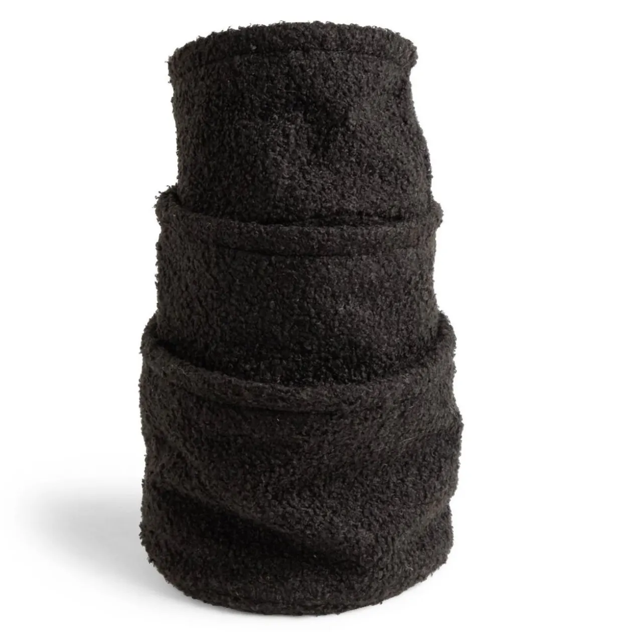 Lot de 3 panières en laine bouclée noir