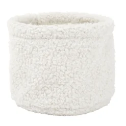Lot de 3 panières rondes effet laine bouclée polyester blanc