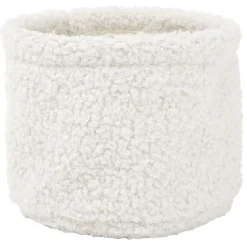 Lot de 3 panières rondes effet laine bouclée polyester blanc