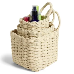 Lot de 3 panières tressées rangement salle de bain