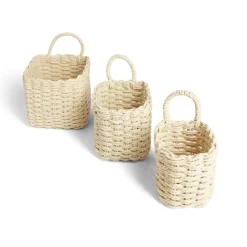 Lot de 3 panières tressées rangement salle de bain