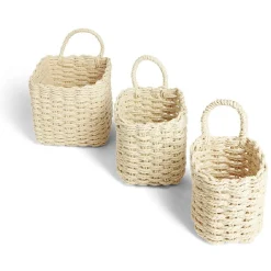 Lot de 3 panières tressées rangement salle de bain